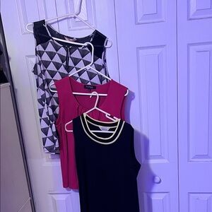Chic Geometric Fuchsia and Black Tank Top